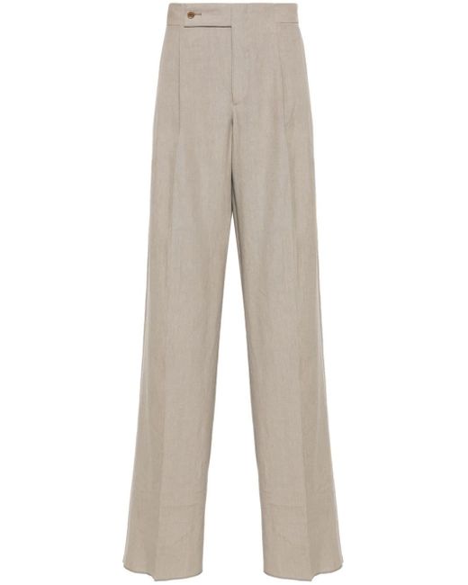 Giorgio Armani Natural Linen Straight-Leg Trousers for men