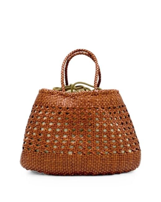 Donna Karan Brown Woven Leather Shoulder Bag