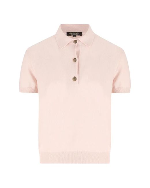 Loro Piana Pink Half-Button Polo Top