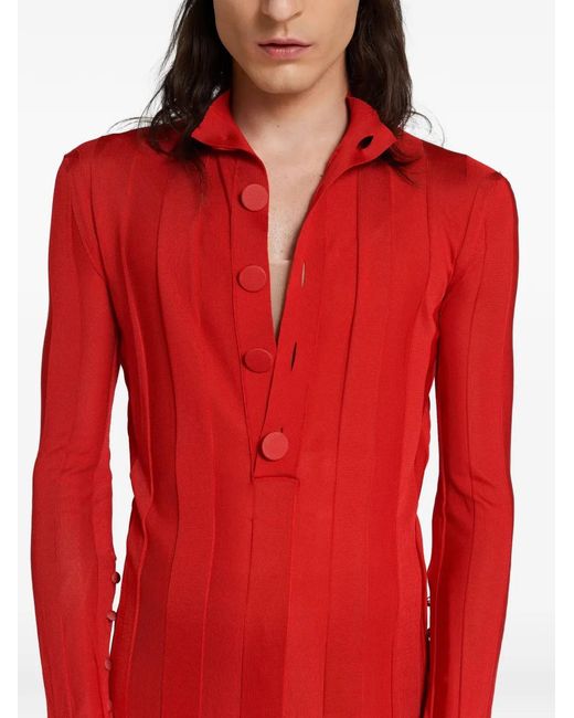 ROT Red Ribbed Silk Sweater