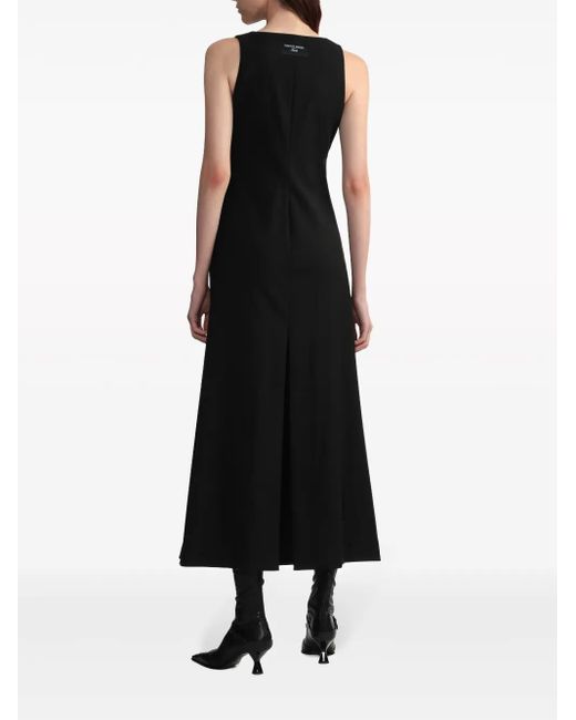 MARINE SERRE Black Button-Down Flared Midi Dress
