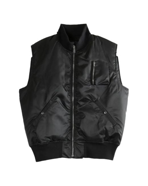 Rick Owens Black Zip Sleeveless Jacket for men