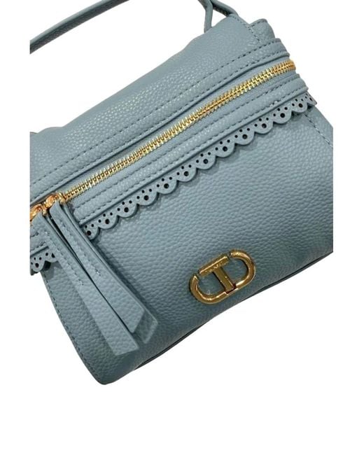 Twinset Blue Scalloped-Trim Cross Body Bag