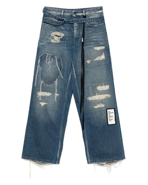 Ann Demeulemeester Blue Distressed Jeans for men