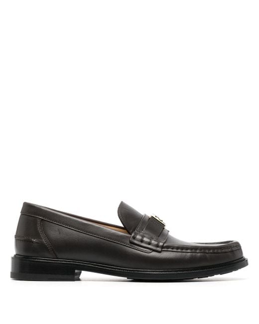 Fendi Black Calfskin Round Toe Loafers for men