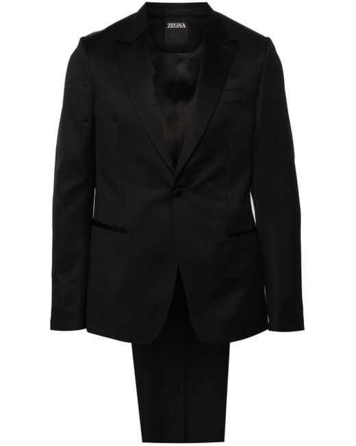 Zegna Black Peak-lapels Single-breasted Suit for men