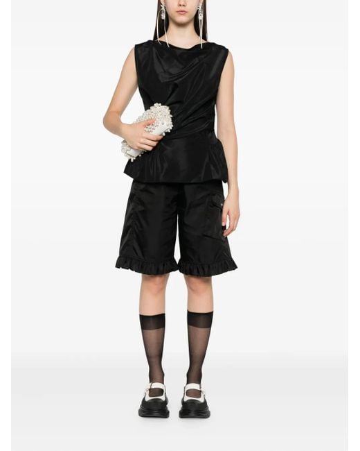 Simone Rocha Black Draped Peplum Top