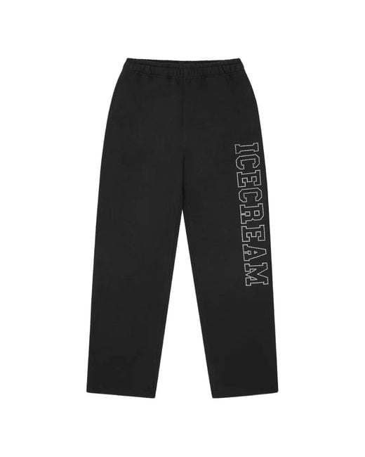 ICECREAM Black Rhinestone Logo Trousers