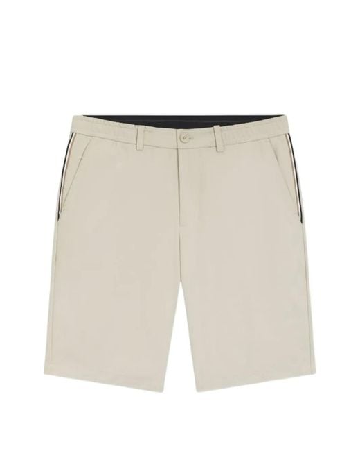 Boss White Short Rayé À Patch Logo for men