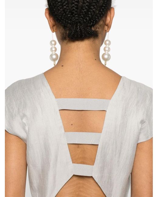 Emporio Armani Gray Linen V-Neck Long Dress
