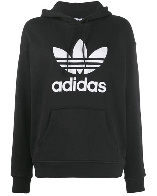 Adidas Black Trefoil Logo Print Hoodie
