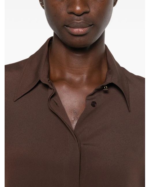 FEDERICA TOSI Brown Pointed-Collar Buttoned Shirt