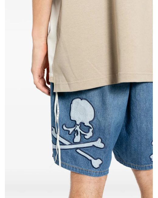 Mastermind Japan Blue Skull-Patched Drawstring Shorts for men