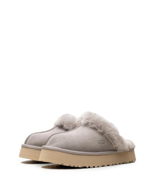 Ugg Gray Mules Disquette À Finitions En Peau Lainée
