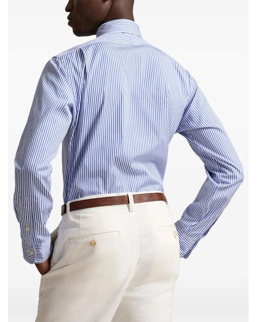 Polo Ralph Lauren Blue Striped Custom Fit Shirt for men