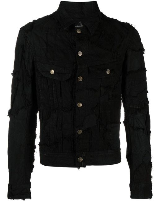 Mens distressed outlet denim jacket black