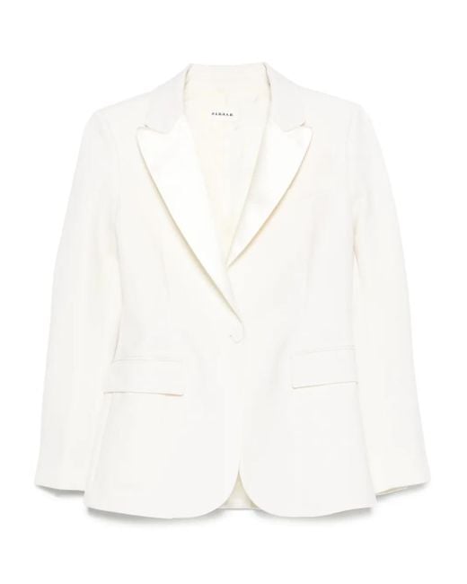 P.A.R.O.S.H. White Single-Breasted Wool-Blend Blazer
