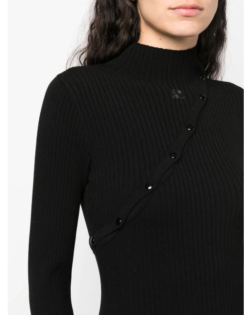 Courreges Black Ribbed Knit Dress