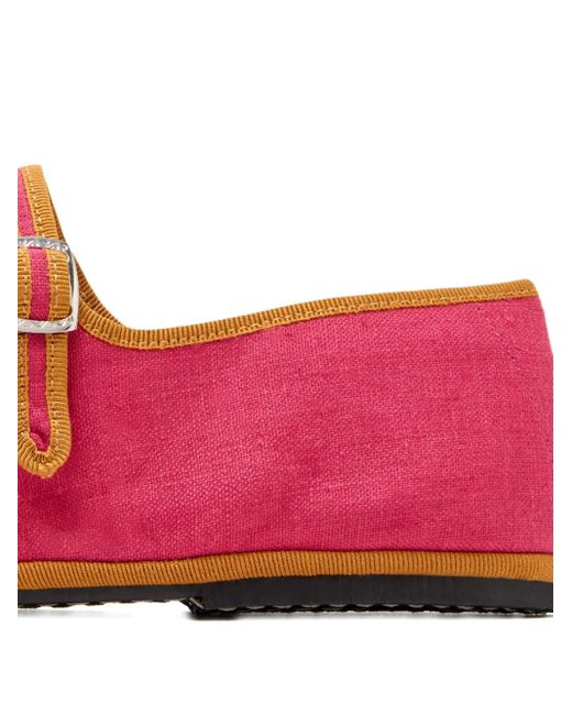 Capulet Bambina Buckle-Strap Linen Ballet Flats in Red | Lyst UK
