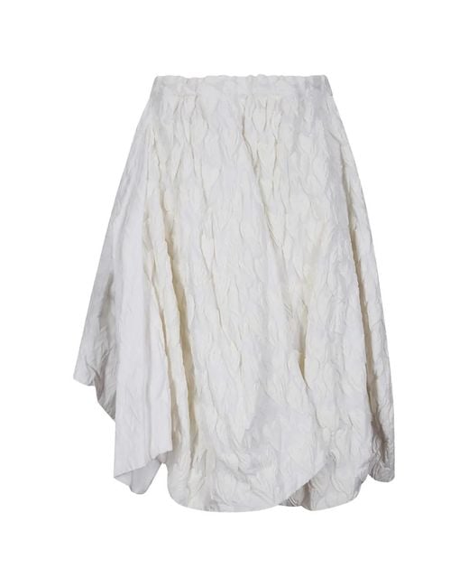 Comme des Garçons White Heart-Motif Midi Skirt