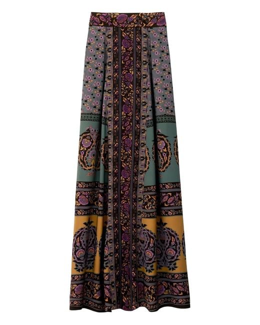 Ba&sh Green Bayro Floral Paisley-Pattern Maxi Skirt