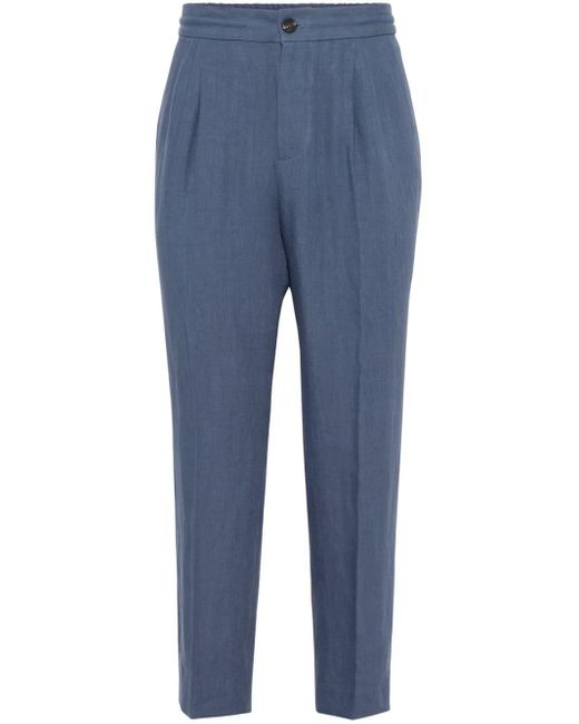 Pantalon droit en lin Brunello Cucinelli pour homme en coloris Blue