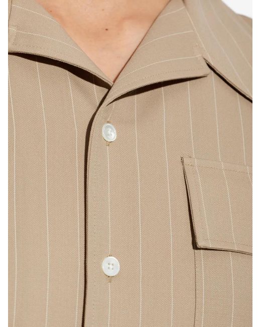AMI Natural Pinstripe-Pattern Wool Dress