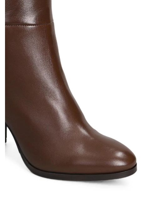 Julie Dee Brown Side-Zip Leather Boots