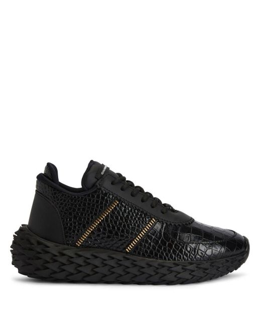 Giuseppe Zanotti Urchin Sneakers Met Krokodillen-reliëf in het Black