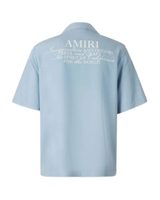 Amiri Blue Logo-Patch Short-Sleeve Shirt for men