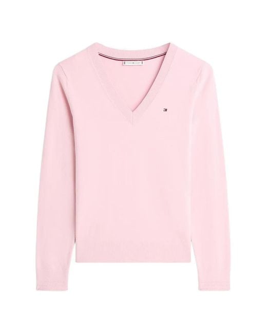 Pull À Col V Tommy Hilfiger en coloris Pink