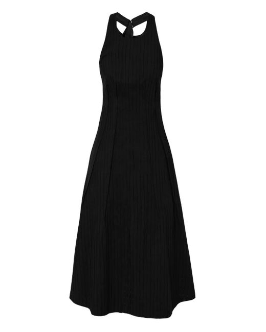 RAQUETTE Black Halter-Neck Pleated Midi Dress