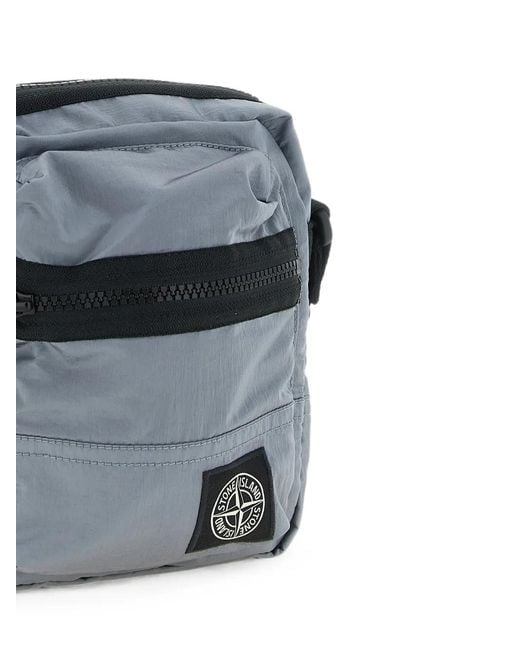 Stone Island Gray Compass Logo-Patch Shoulder Bag for men