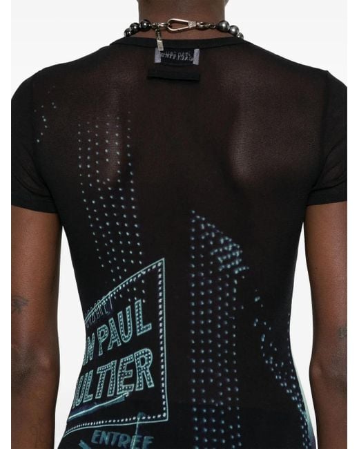 Jean Paul Gaultier Mini-Jurk Met Mesh in het Gray