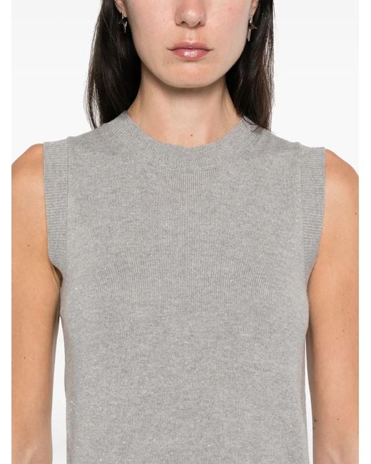 Peserico Gray Metallic-Threading Top