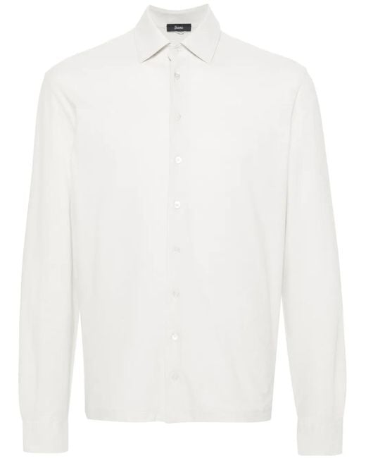Herno White Spread-Collar Cotton Shirt for men