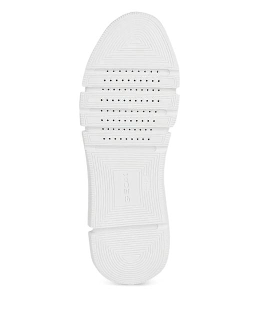 Geox White U Adacter Leather Suede Panel Trainers for men