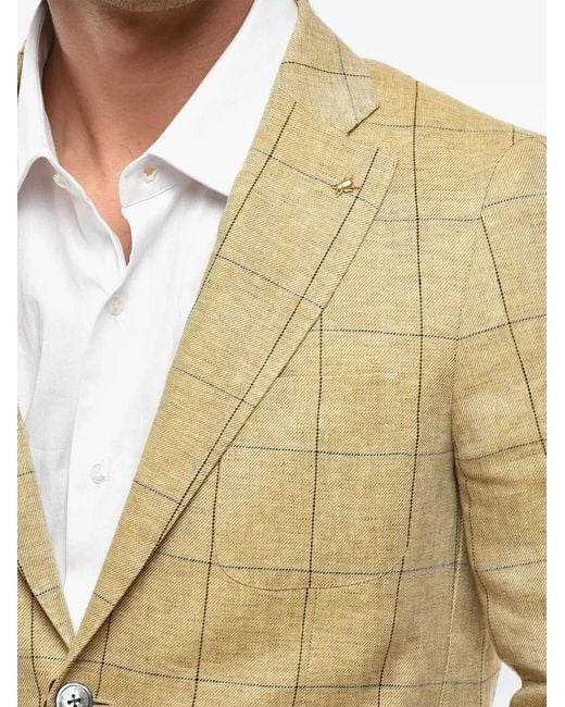 Corneliani Natural Windowpane-Pattern Linen Blazer for men