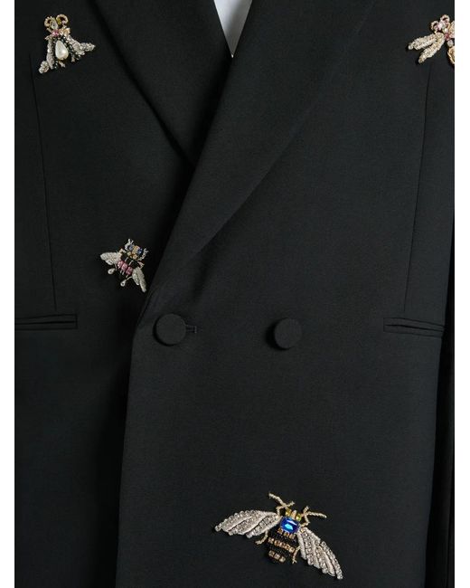 Balmain Black Embroidered Wool And Crystal Insect Jacket for men