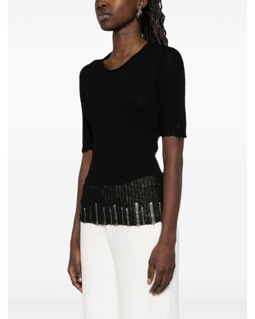 Uma Wang Ribbed-Knit T-Shirt in Black | Lyst