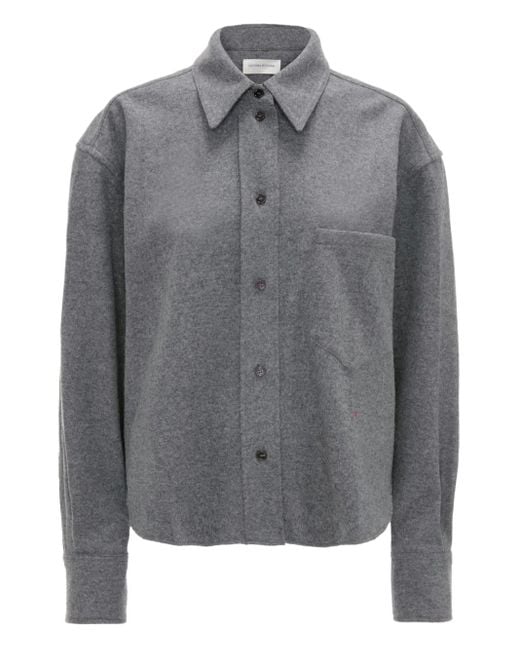Victoria Beckham Gray Long-Sleeve Pocket Shirt