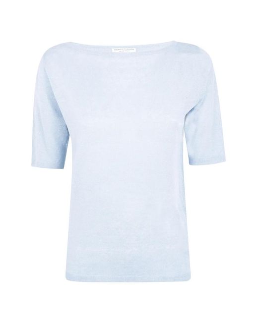 Majestic Filatures Blue Fine-Knit Boat-Neck T-Shirt