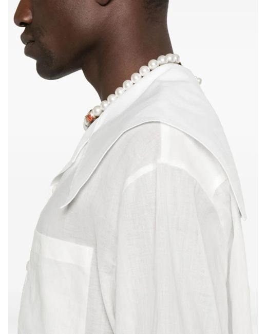 Simone Rocha White Sailor-Collar Shirt for men
