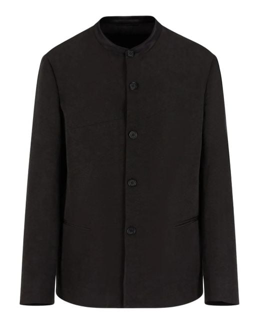 Giorgio Armani Black Mandarin-Collar Buttoned Jacket for men