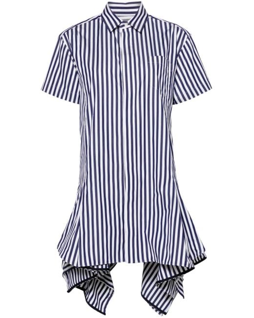 Sacai Blue Striped Cotton Shirtdress