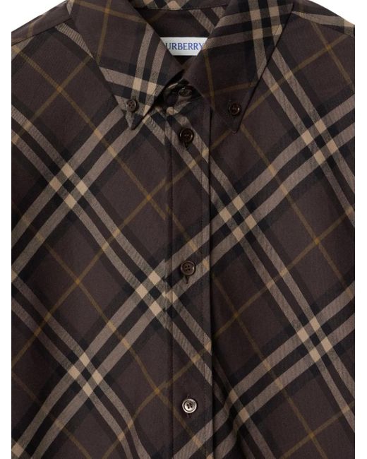 Burberry Black Cotton Check Shirt for men
