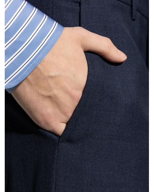 AMI Blue Pressed-Crease Tapered Trousers for men