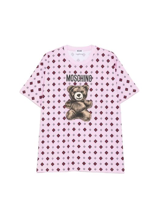 Moschino Pink T-Shirt Teddy Bear En Coton Biologique