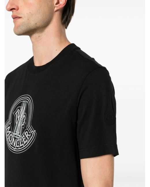 Moncler Black Logo-Print Cotton T-Shirt for men