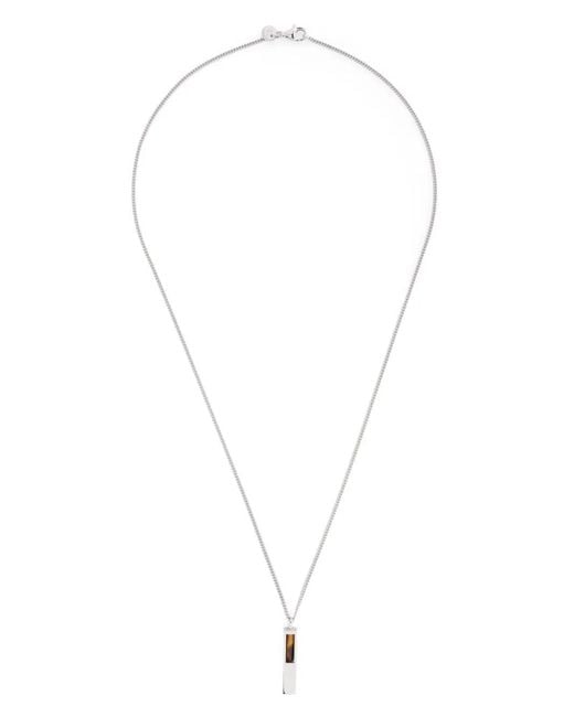 Tom Wood White Cube-Pendant Tiger Eye Necklace for men